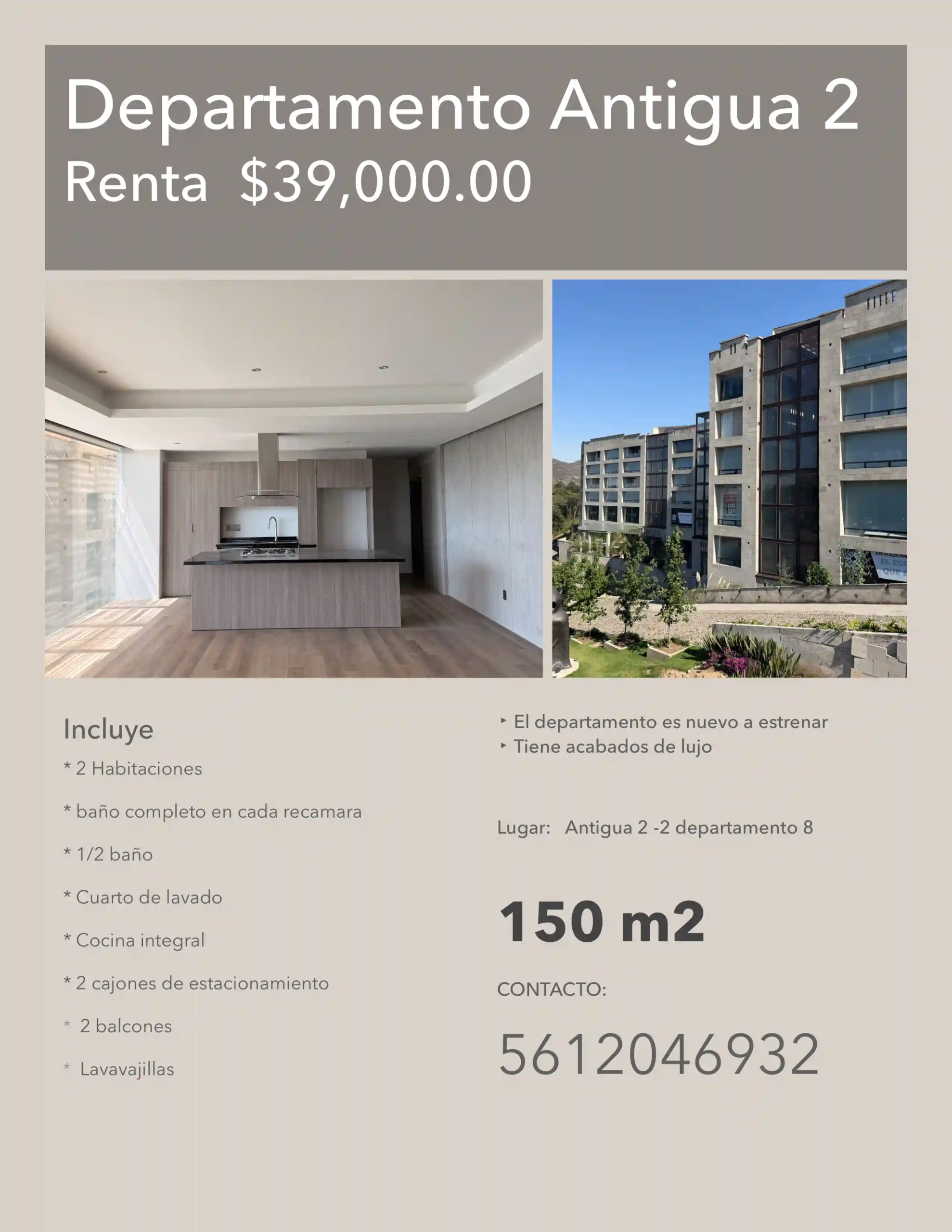 Estrena Departamento en Renta en Antigua II | Hacienda de Valle Escondido, Zona Esmeralda | $39,000